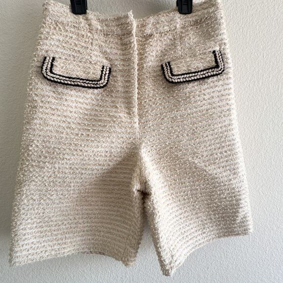 Self-Portrait Textured Boucle Cream Ivory Shorts Size UK 8/ US 4 - Picture 1 of 15